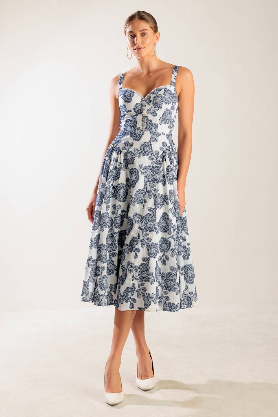 EXPLORING NEW INTERESTS WOVEN MIDI DRESS Flying Tomato